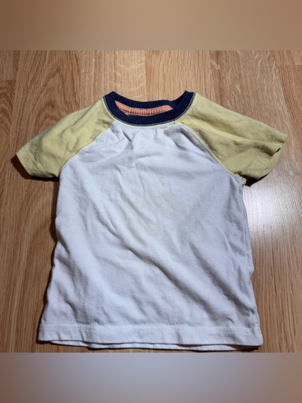 Cat & Jack White Tee with Yellow Raglan Sleeves and Navy Trim